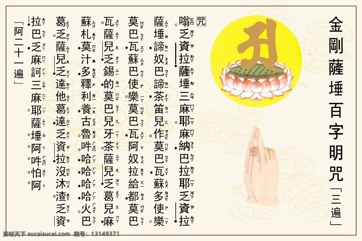 佛经 咒语 百 字 明 咒 梵文经咒 种子字 手印 佛像图 分层 源文件