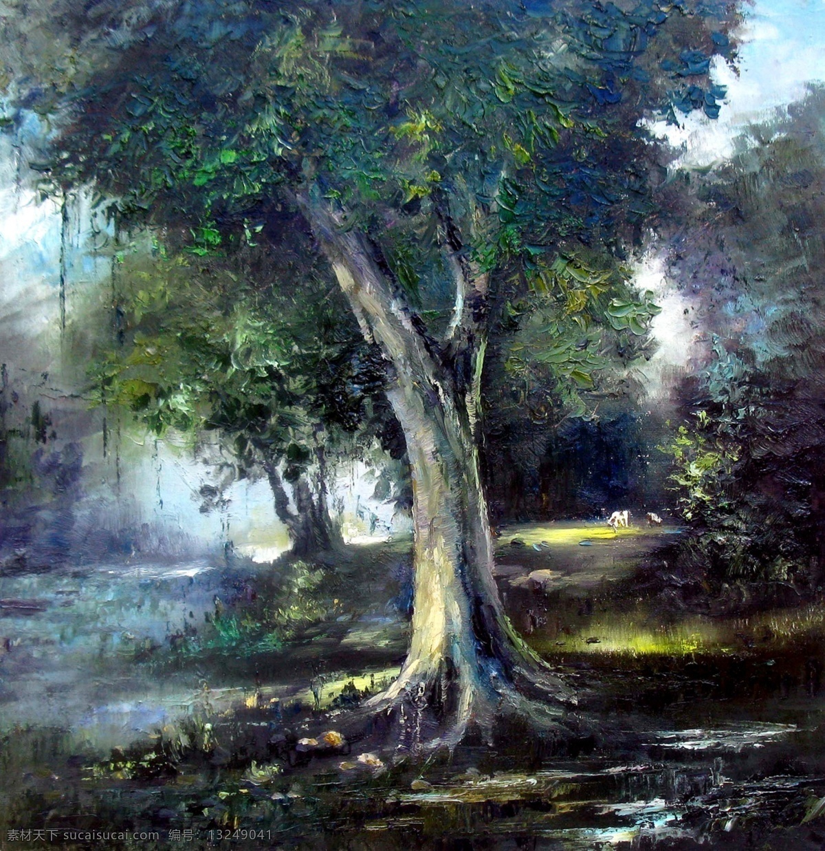 鏅 灄 风景 建筑 田园 植物 水景 印象 画派 写实主义 油画 装饰画 装饰素材