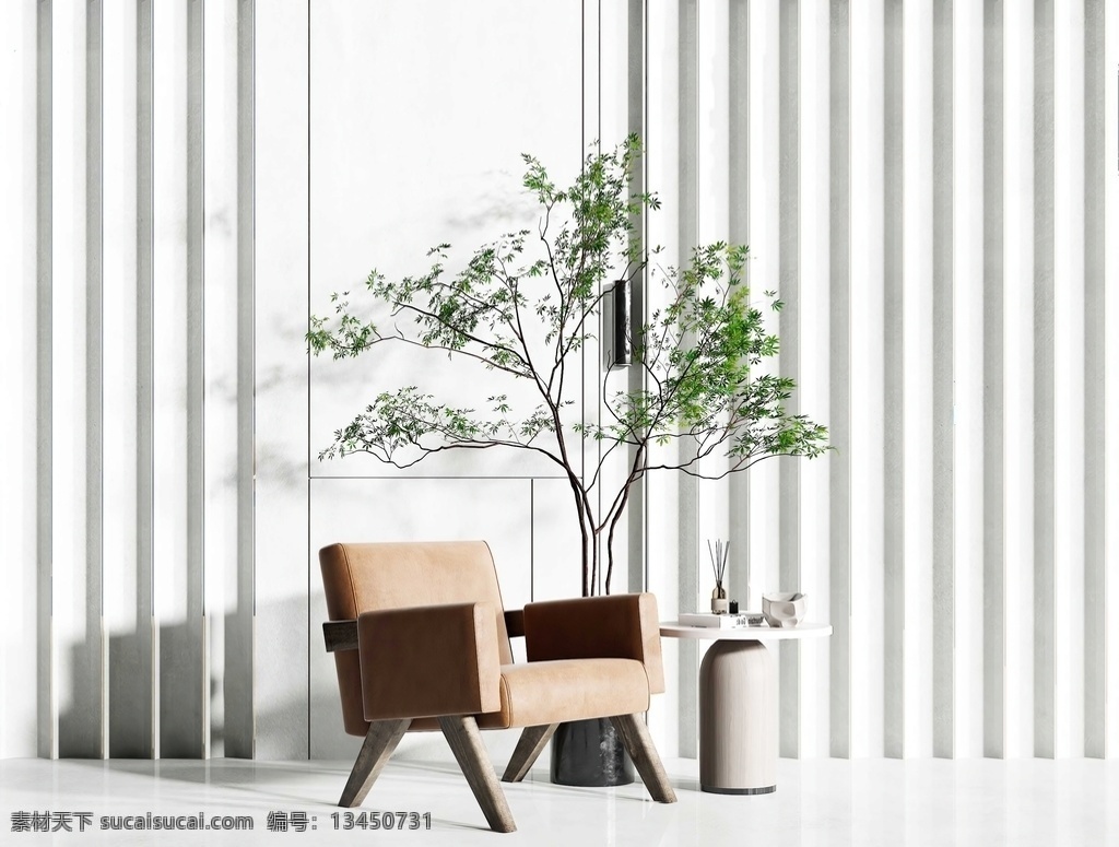 沙发 场景 效果图 单人沙发 植物 木作 小景观 3d设计 3d作品