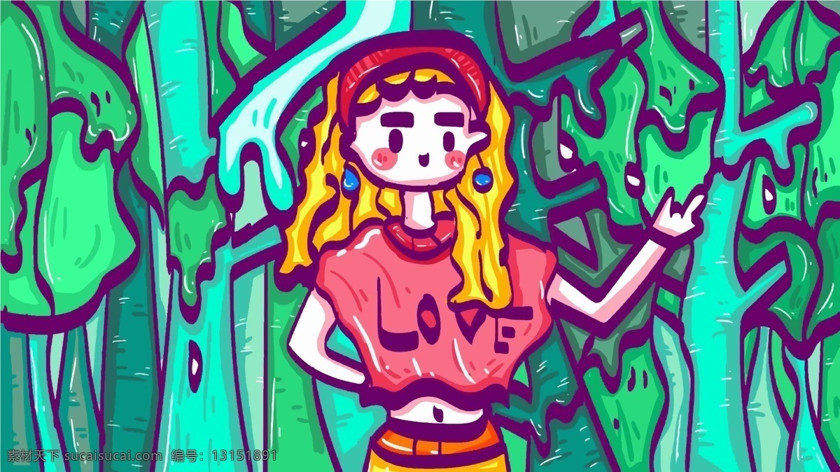 女孩 深林 动画 童趣 可爱 绿色 小清新 插画 装饰 树林 呆萌 漂亮 植被 渐变 清凉 矢量 手绘 扁平化 治愈系 波浪头 插图 海报 壁纸 背景 配图 手机壁纸 粉色 浪漫 文章配图
