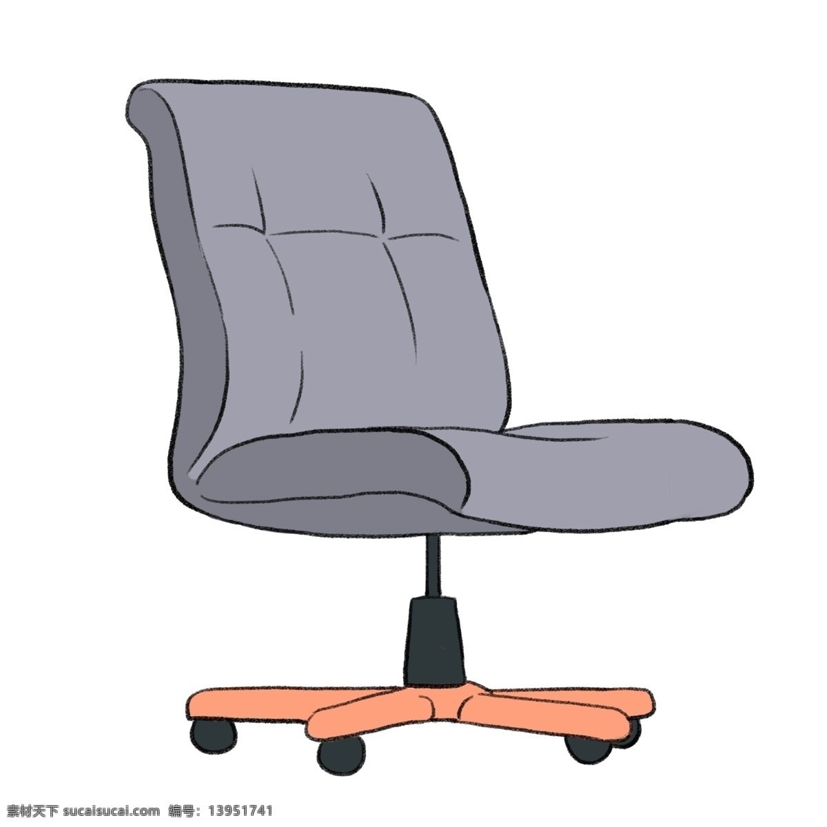 办公用品 椅子 插画 灰色的椅子 卡通插画 办公器材 办公工具 上班用品 办公的椅子