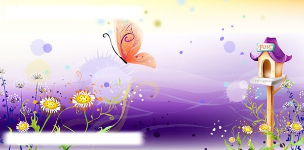 精品 蝴蝶 菊花 邮箱 矢量 场景 　 卡通 梦幻 底纹边框 矢量图库