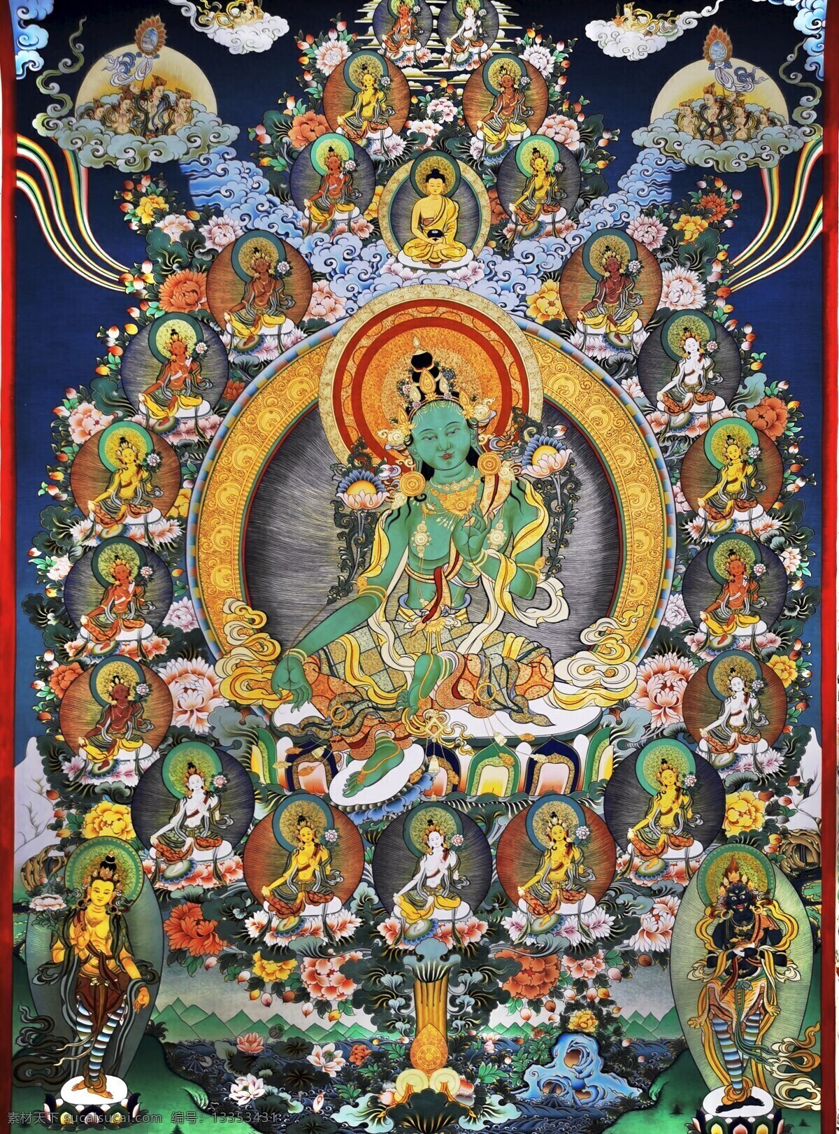 绿度母唐卡 绿度母 唐卡 热贡 藏式 21度母 藏传 佛像 文化艺术 绘画书法