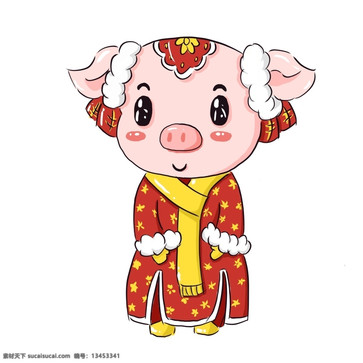 2019 猪年 新年 手绘 卡通 可爱 吉祥 猪 卡通猪 手绘猪 吉祥猪 可爱动物 可爱猪猪 拜年 新年猪 亥猪