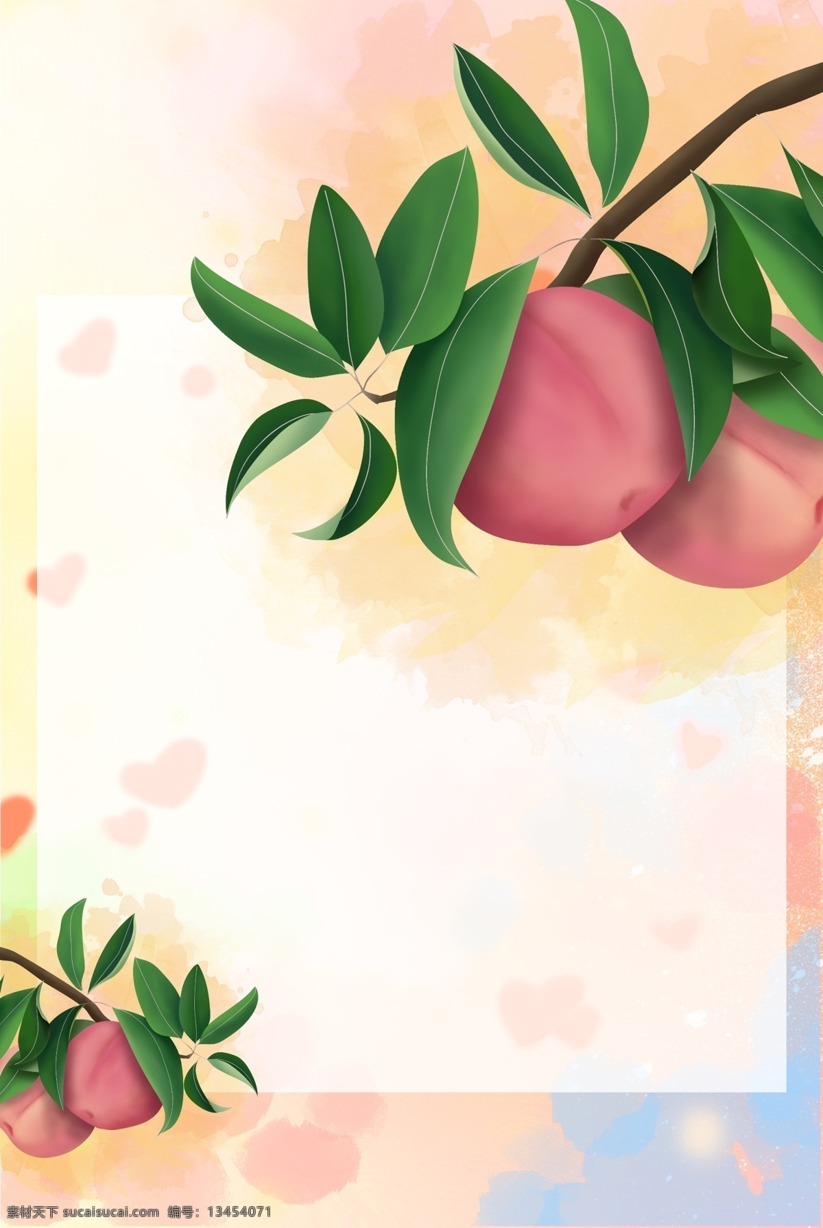 五月 水果 桃子 唯美 背景 背景图片 渐变背景 粉色 彩绘