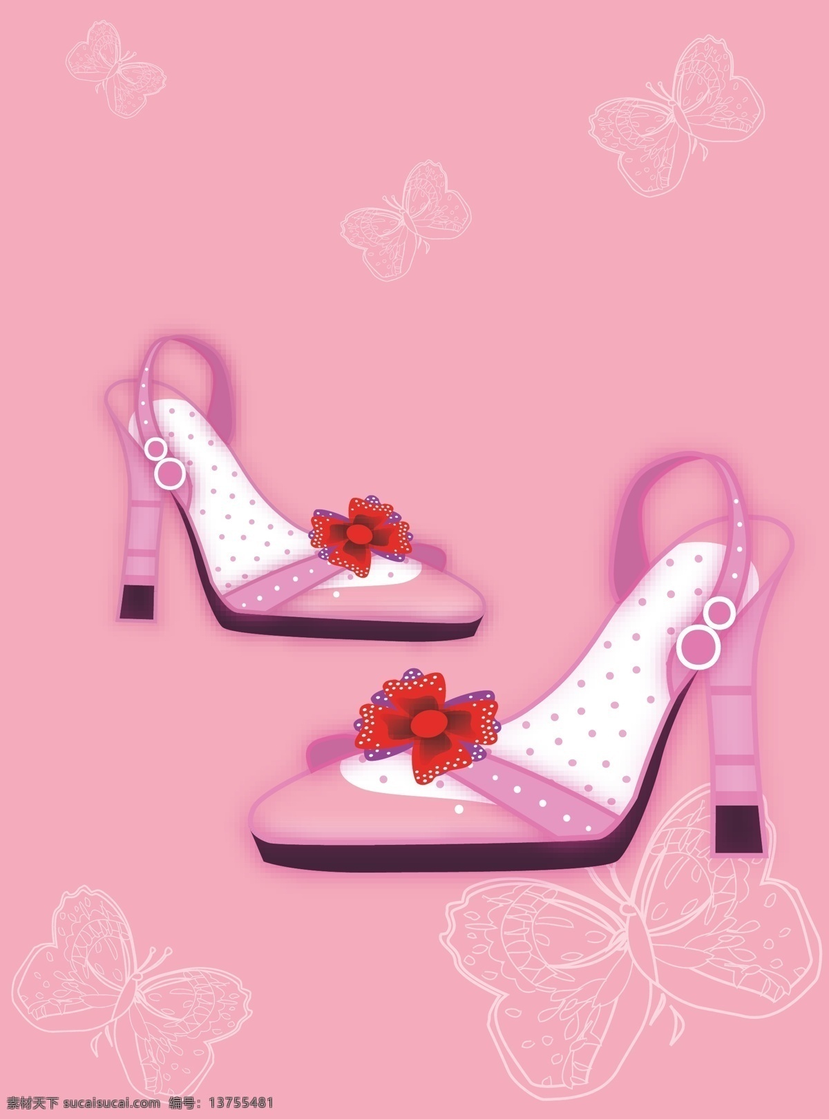 漂亮 鞋子 vi 粉色 服装 服装设计 广告 蝴蝶 漂亮鞋子 矢量 鞋帽 其他服装素材