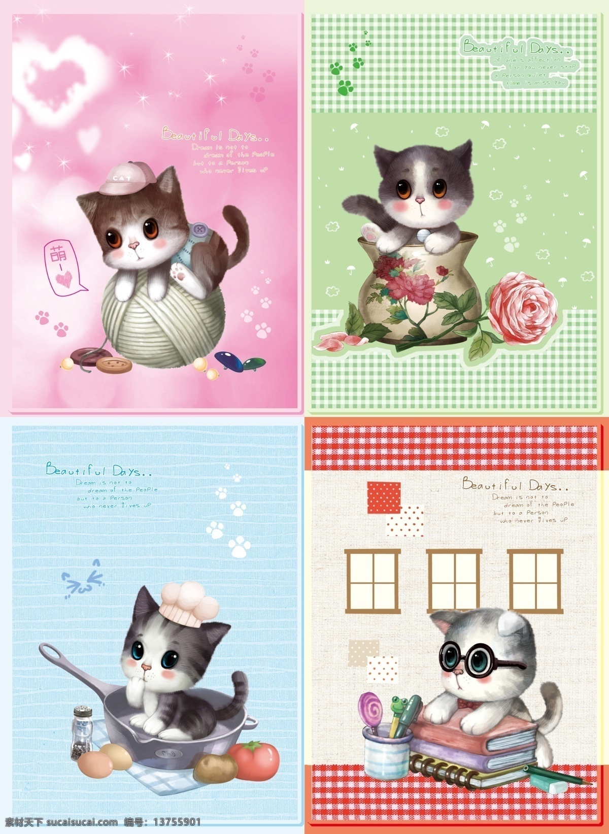 卡通猫本本 卡通图案 猫 卡通背景 卡通底纹 可爱猫猫 猫咪 画册设计 广告设计模板 源文件