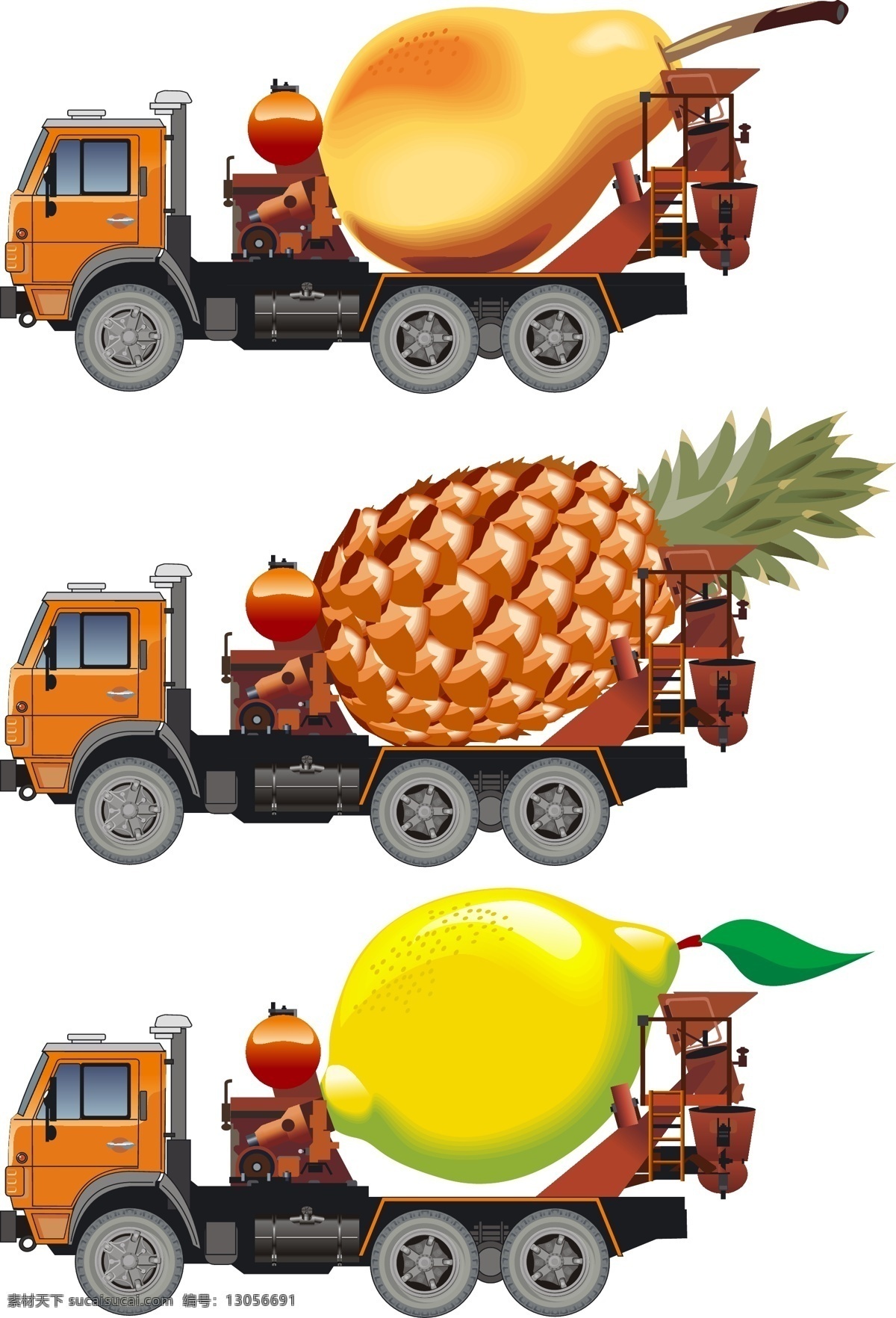大型 汽车 矢量 水果 货车