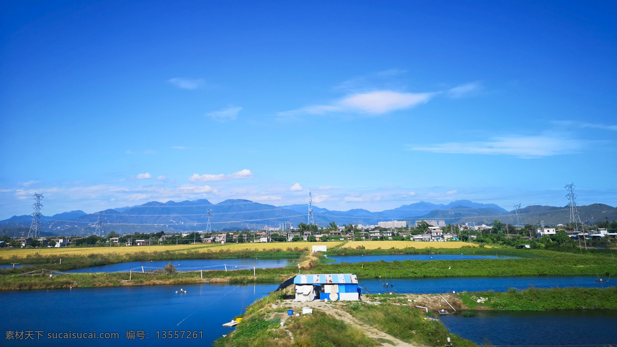 田野 蓝天 水田 乡村建设 大山 自然景观 田园风光