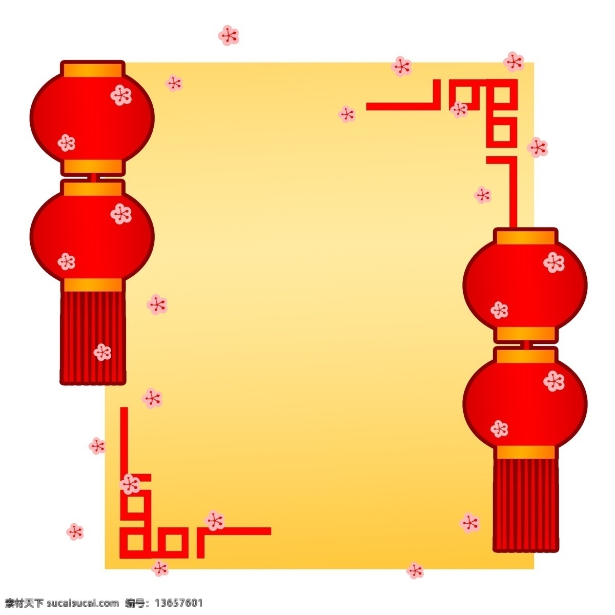 新年 红色 灯笼 边框 手绘灯笼边框 卡通灯笼边框 喜庆灯笼边框 黄色的底纹 新年灯笼边框 漂亮