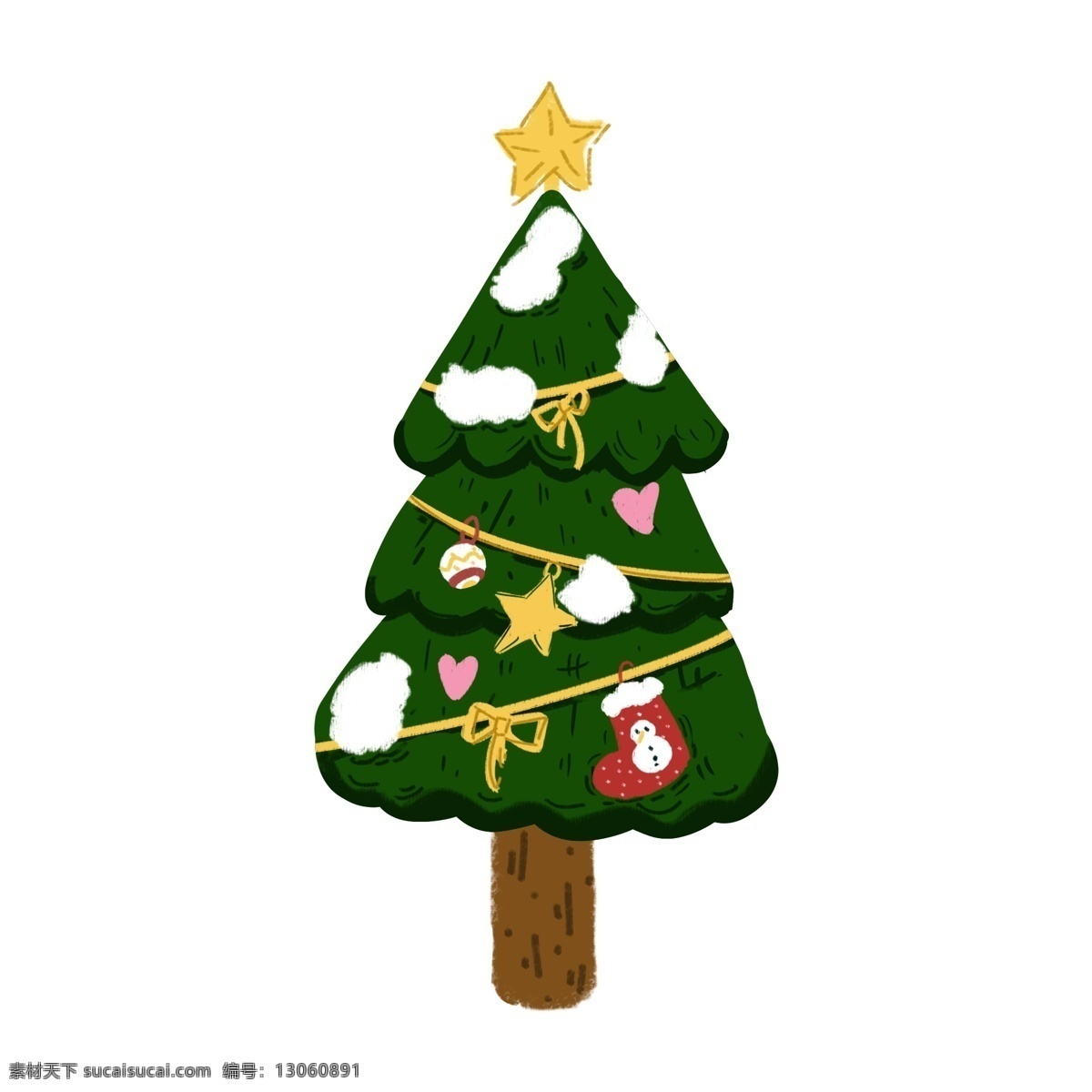 雪 树 圣诞树 圣诞节 绿色 松鼠 插画 商用 元素 雪树
