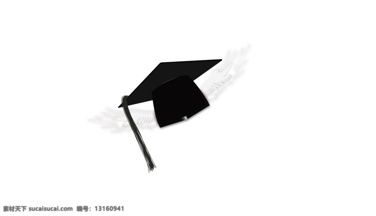 学士 帽 装饰 黑色 翅膀 天使 毕业 学生 帽子 白色