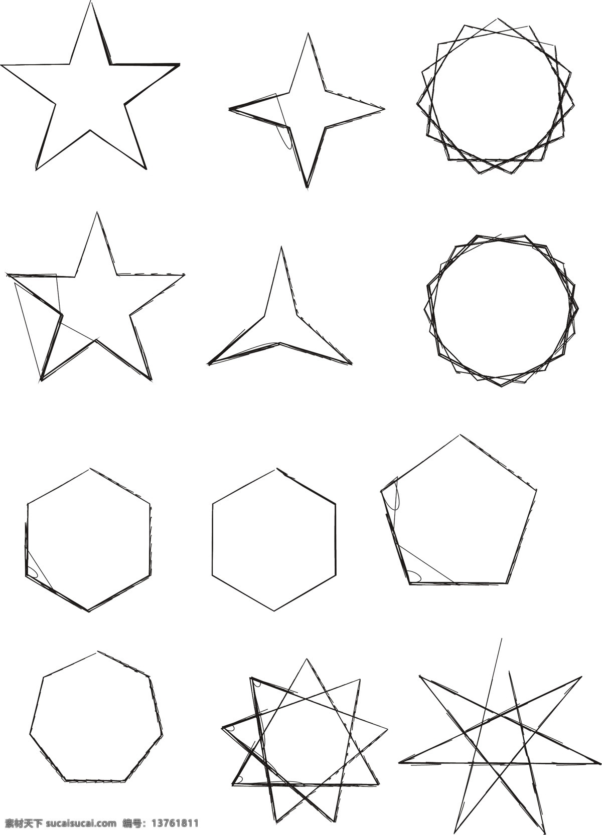 形状 多边形 手绘多边形 手绘形状 钢笔绘形状 五角星 三角形 四角形 六边形 五边形 各种形状 图形 奇形怪状 各种图形 圆形 方形 星形 广告设计素材 矢量