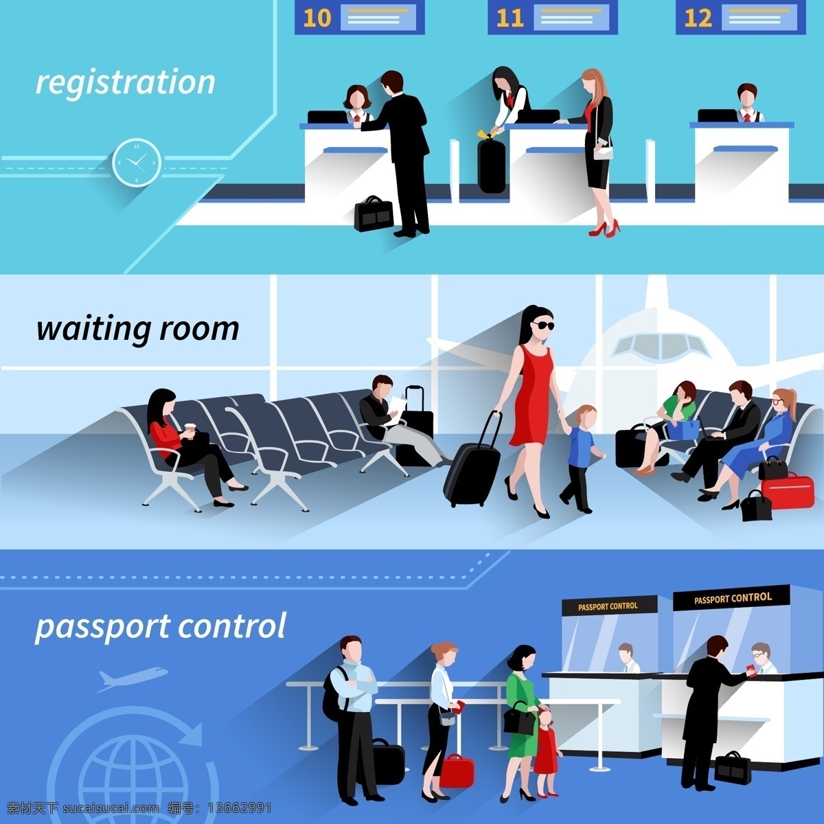 机场 程序 插画 矢量 飞机 海报 介绍 卡通 空姐 高清图片
