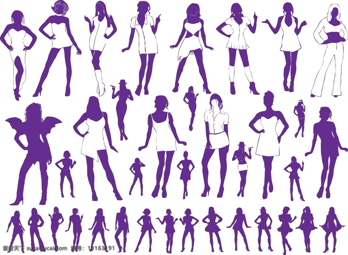 性感女性素材 女性 人物 模特 剪影 白色