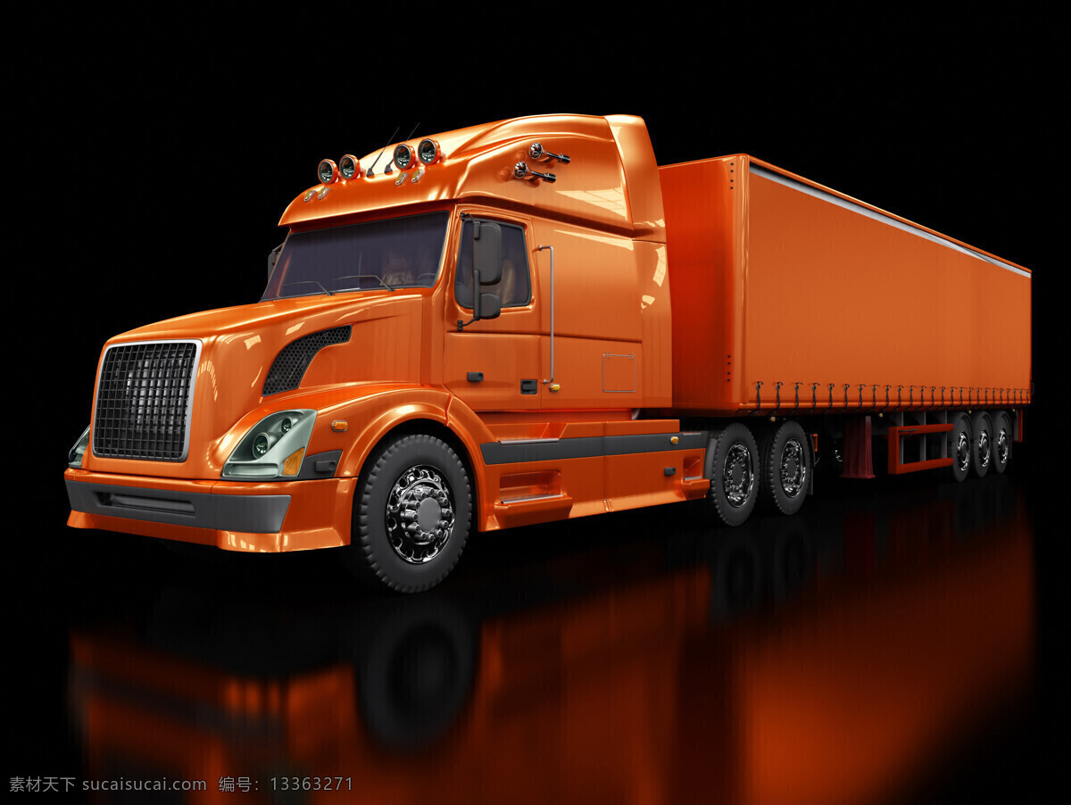 橙色 卡车 橙色卡车 交通工具 运输车 汽车图片 现代科技