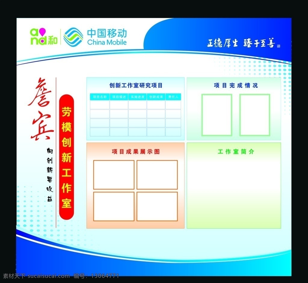 移动背景墙 中国移动 背景墙 劳模 创新工作室 展板
