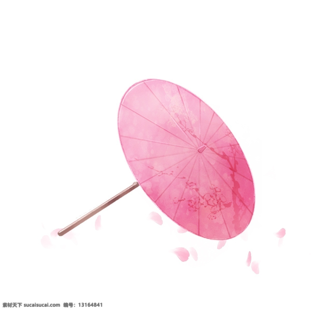 唯美 古风 水彩 花瓣 油纸伞 手绘 手绘油纸伞 伞 小清新风 梅花装饰图