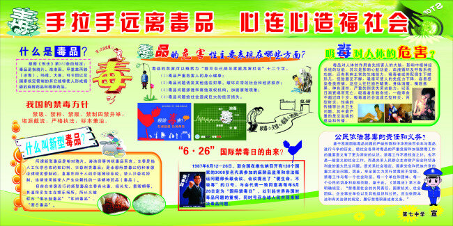学校 禁毒 展板 警察 生命 珍惜 学校展板设计