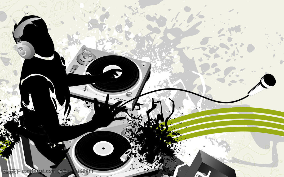 人物 剪影 dj 打碟 动感 动漫动画 动漫人物 人物剪影 音乐 设计素材 模板下载 黑胶 psd源文件