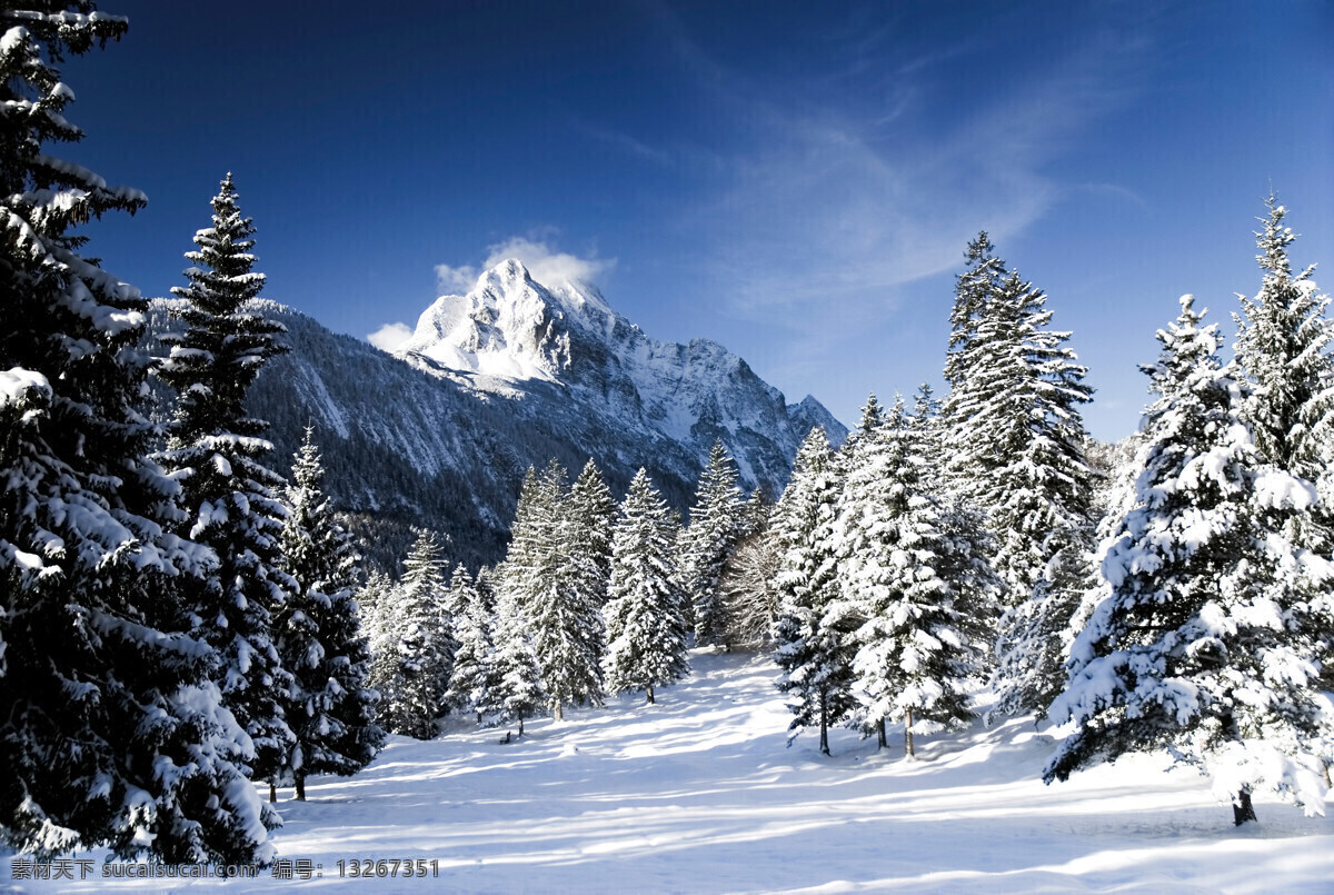 冬季 雪景 高清 冬天 雪地 雪树 雪山 蓝天 白云 冬季风光 冬季美景 自然风光 自然景色 高清图片 自然风景 自然景观