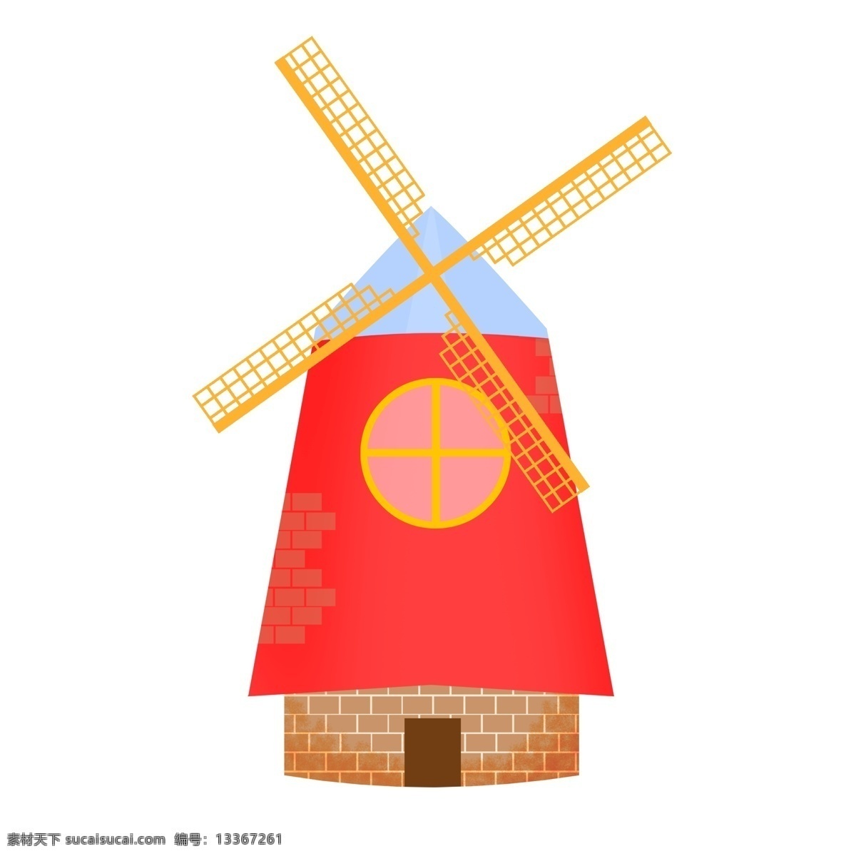 田园 风车 红色 手绘 卡通 欧洲 建筑 广告 田园风车 手绘卡通 广告素材