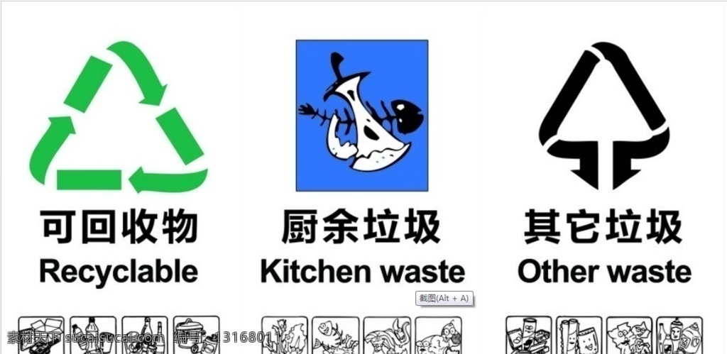 北京 垃圾 分类 标签 打印 垃圾分类 厨余垃圾 可收回物 其他垃圾 标志图标 其他图标 pdf