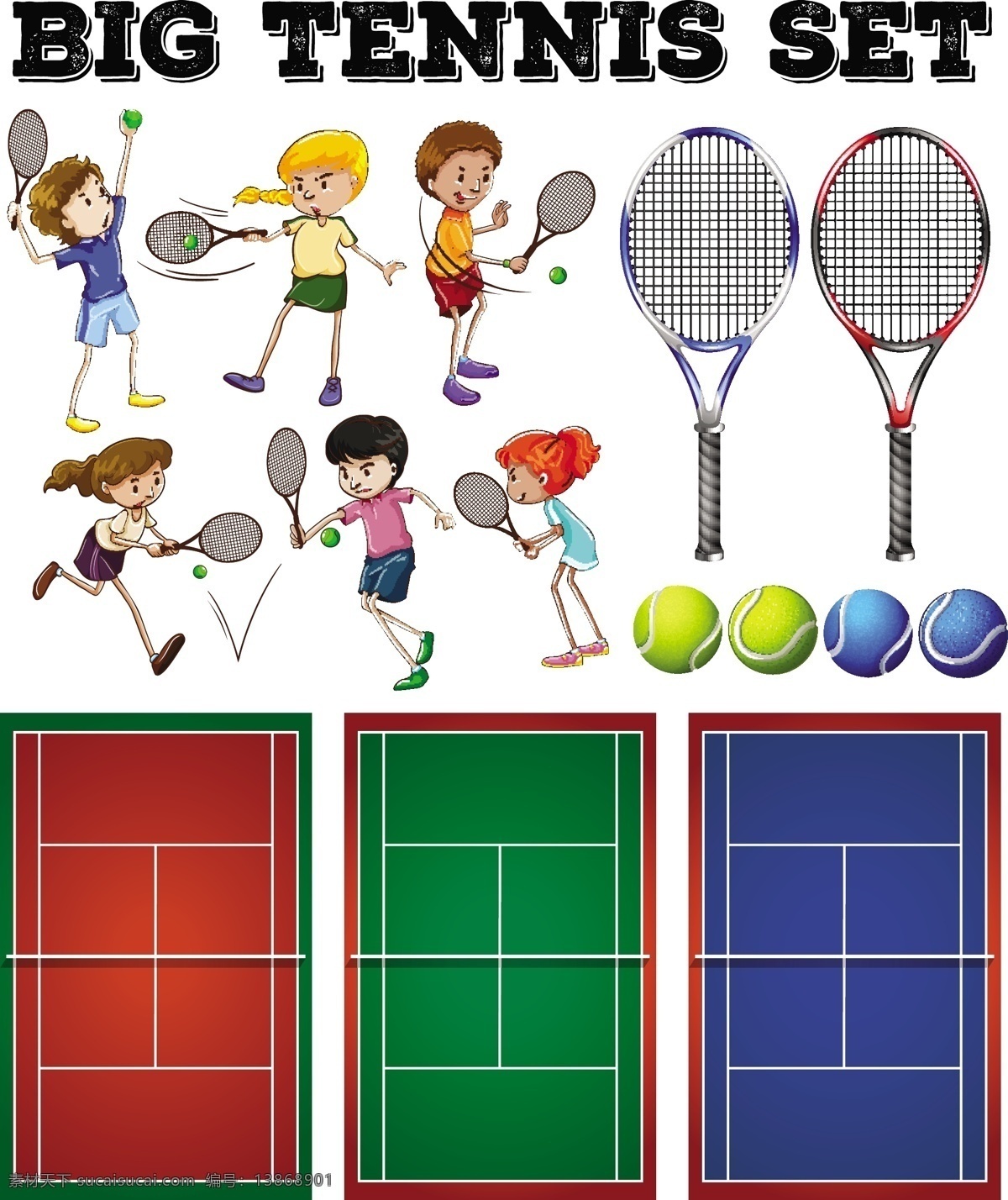 卡通网球运动 运动 体育 运动员 比赛 竞赛 球类 儿童 体育素材 卡通儿童 卡通设计
