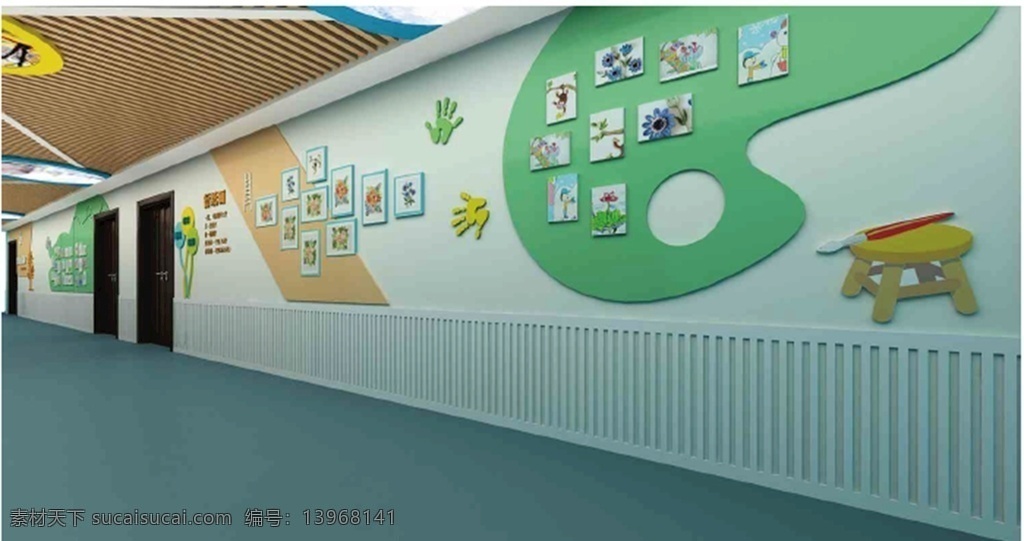 学生作品展示 走廊 文化 学生 绘画 作品 展示 文化艺术 绘画书法
