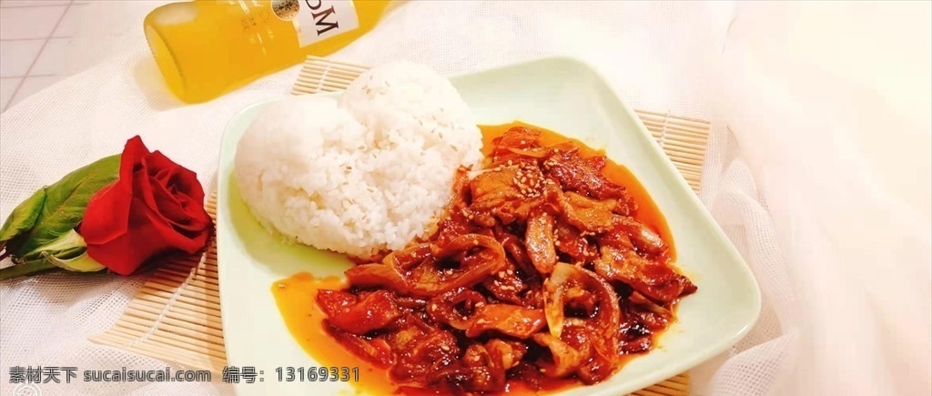 五花肉 盖饭 米饭 猪肉 爱心便当 餐饮美食 传统美食