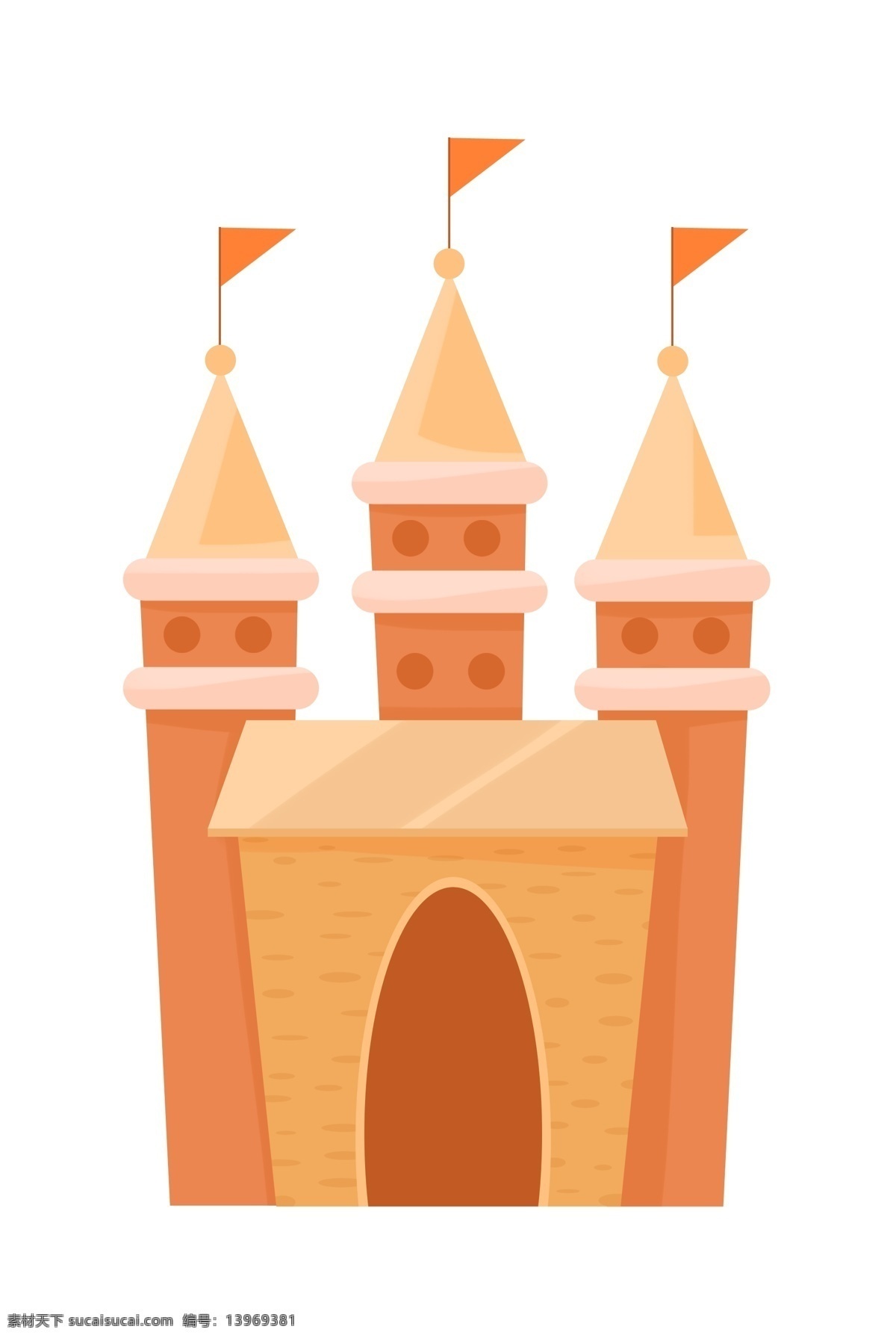 唯美 城堡 建筑 插画 一座城堡 卡通城堡 橙色城堡 插图 城堡插图 建筑物 橙色建筑物 蓝色装饰