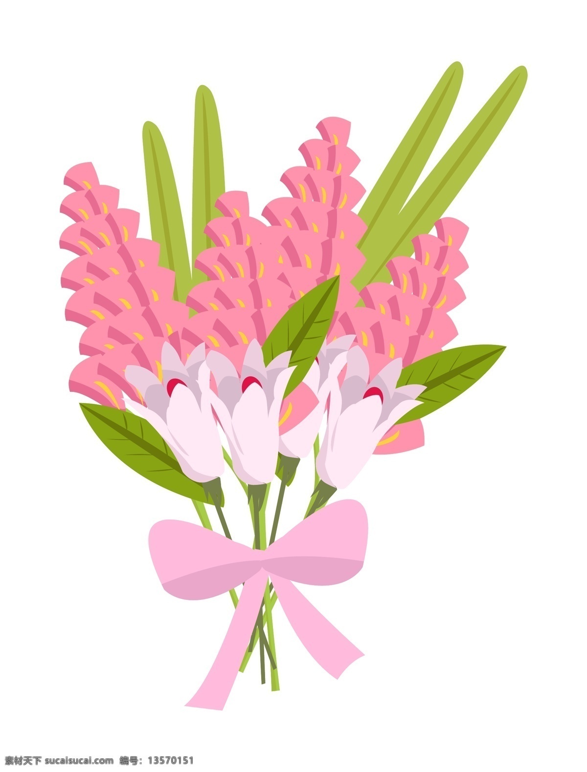 粉色 卡通 植物 花束 鲜花花束 插图 节日花束 美丽花束 卡通插图 创意卡通