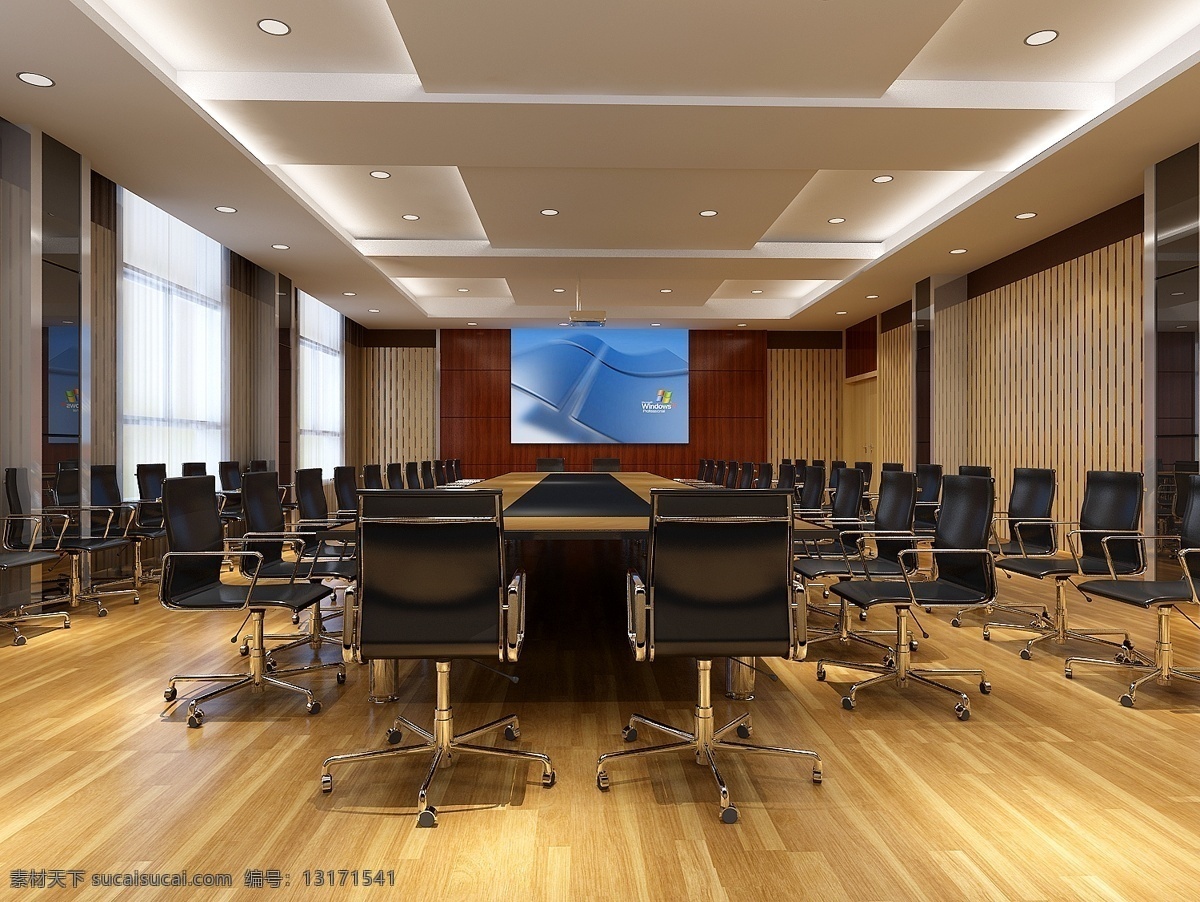 公司 会议室 装修设计 地板 吊顶 会议 座椅 3d模型素材 室内装饰模型