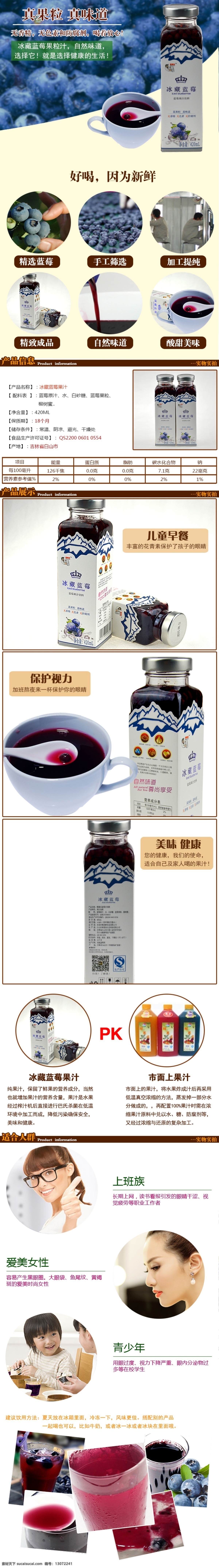 蓝莓汁详情页 淘宝 蓝莓 果汁 详情 白色