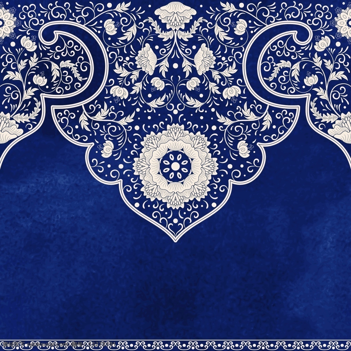 青花瓷 复古 蓝色 花纹 复古花纹 蓝色背景 青花瓷纹 矢量图 花纹花边