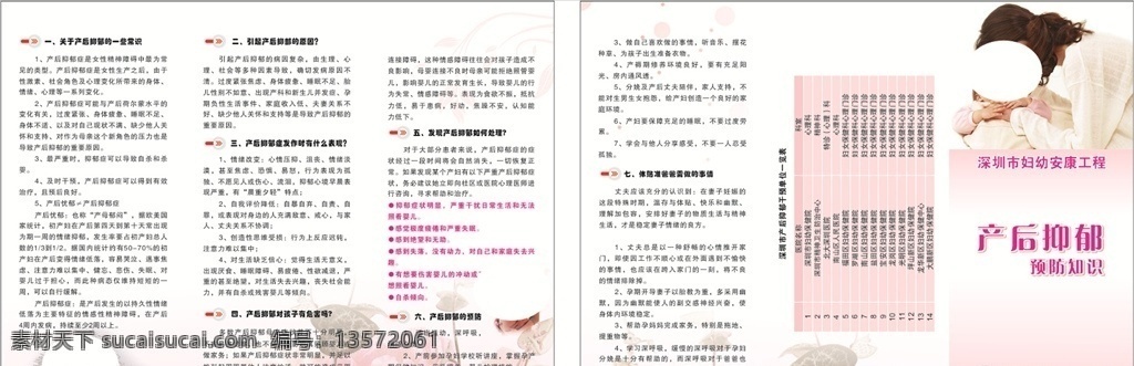 产后抑郁 折页 医院 孕妇 婴儿