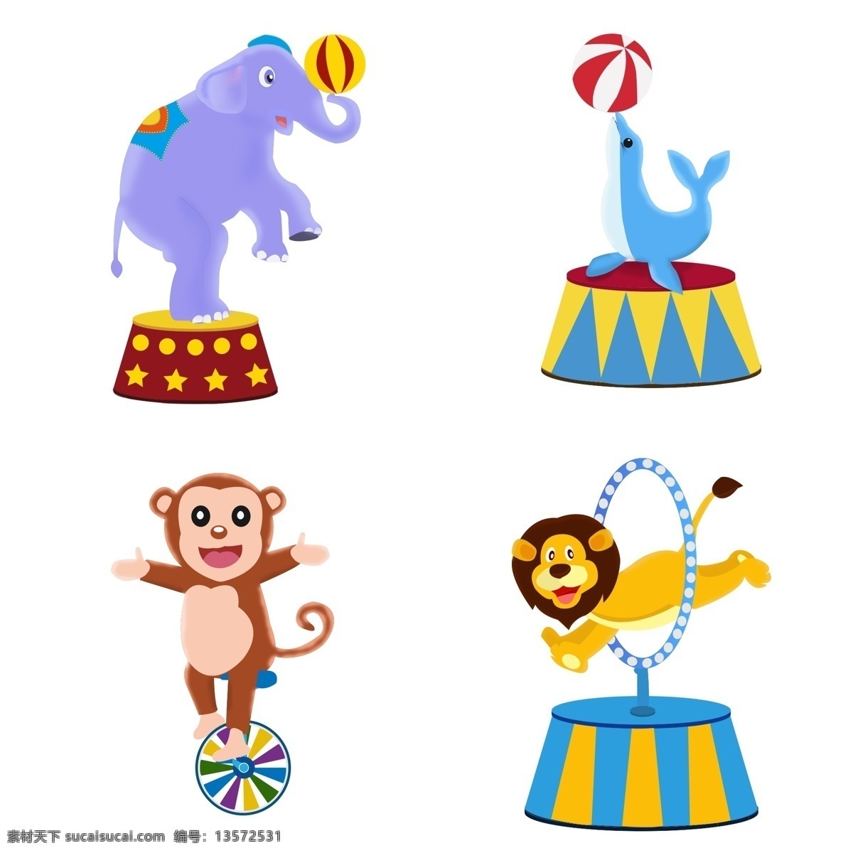 马戏团 动物 表演 卡通愚人节 愚人节狂欢 杂耍 大象 球 顶球 海豚 猴子骑车 狮子钻圈 动物表演