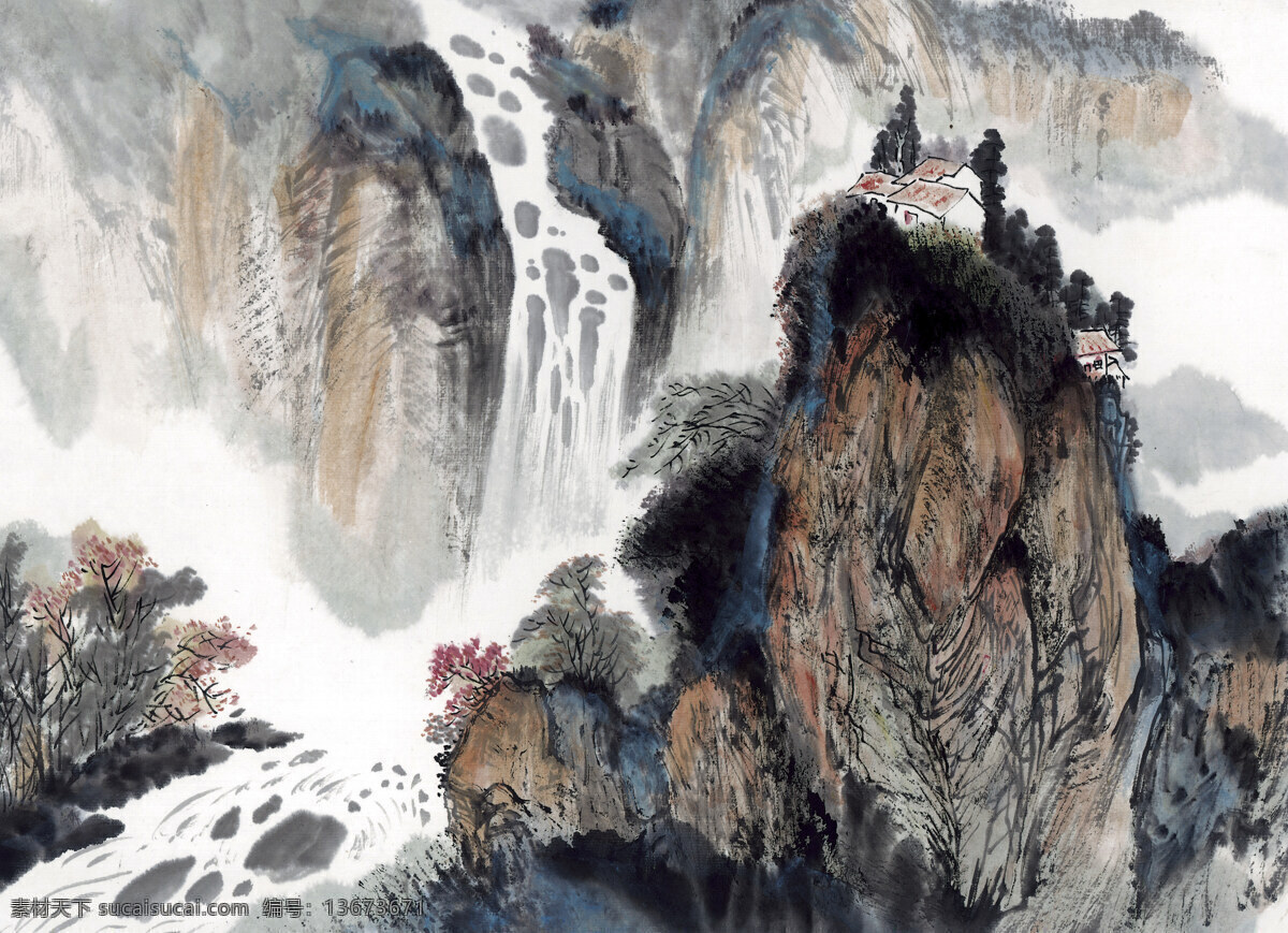 山水画 国画0045 国画 设计素材 山水画篇 中国画篇 书画美术 灰色