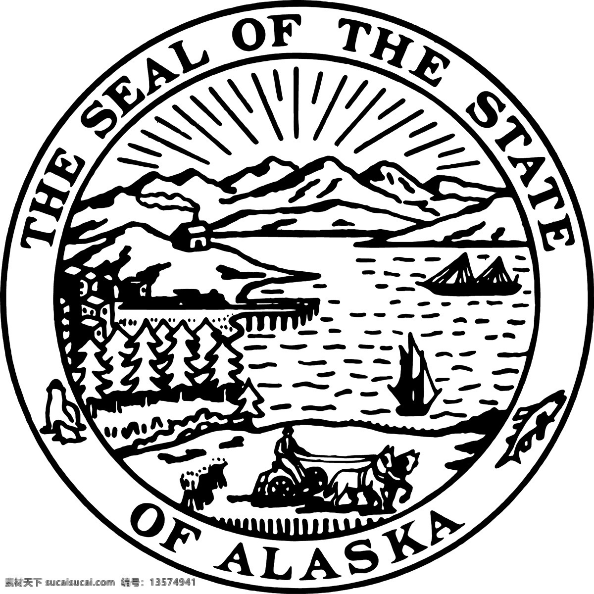 阿拉斯加州 密封 阿拉斯加 标志 自由 状态 psd源文件 logo设计
