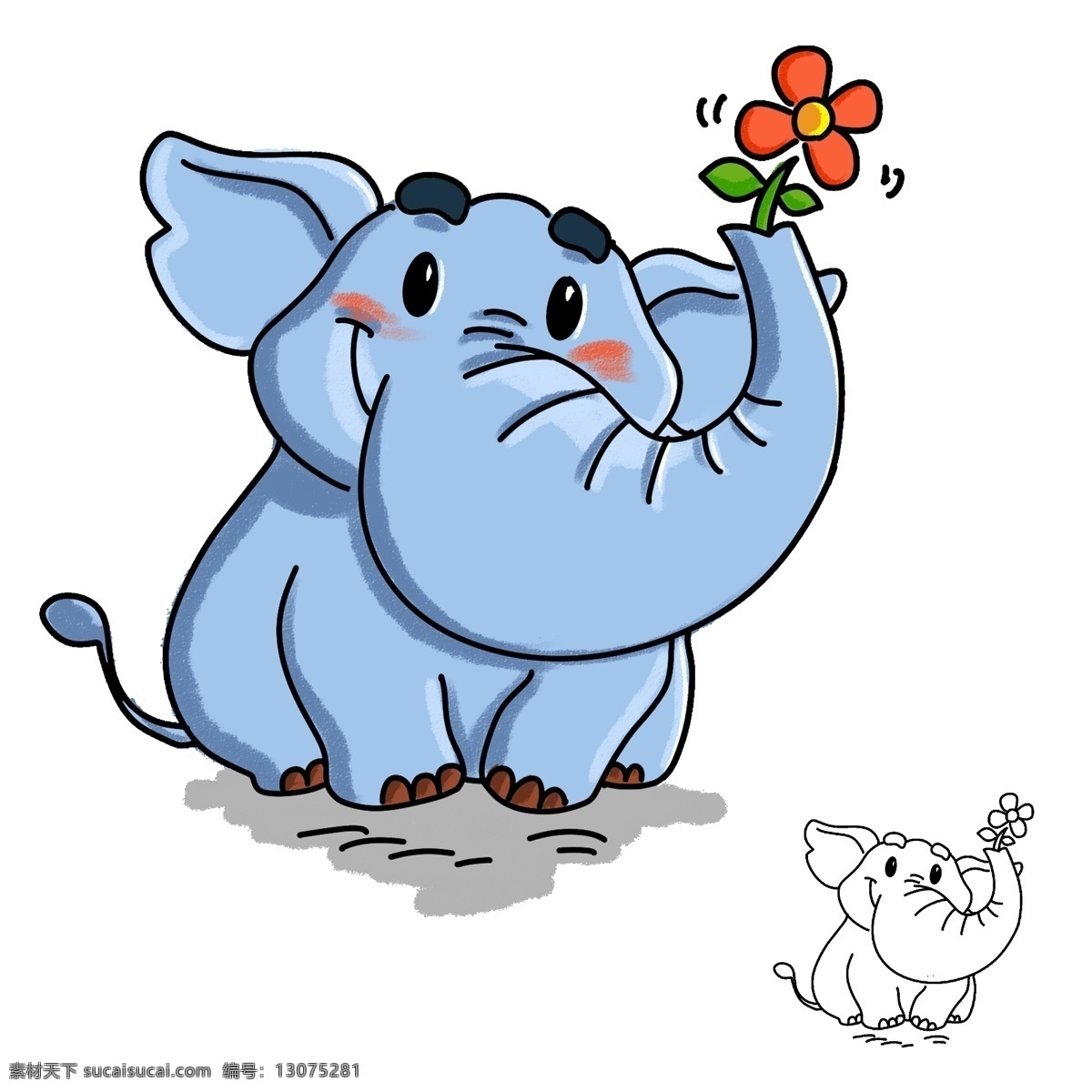 胖胖的小象 简笔画插画 大象 小象 简笔画 插画 插图 蓝色的象 胖胖的大象 动物