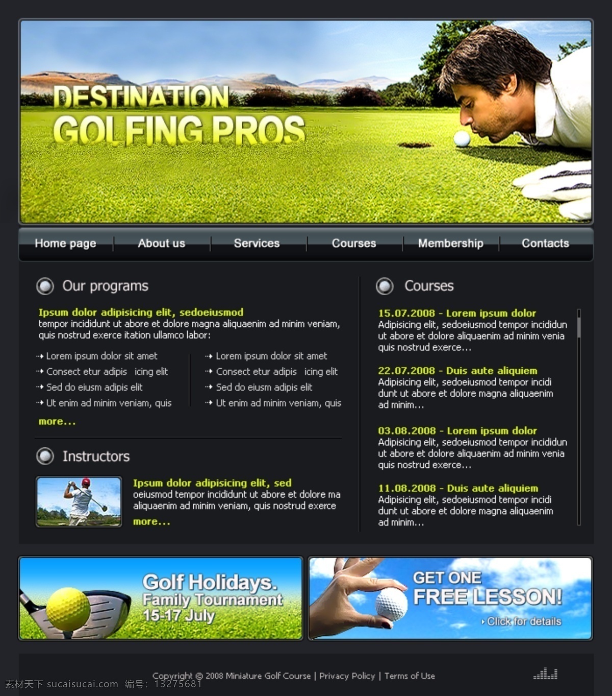 高尔夫 网站 模板 企业网页模板 高尔夫球 欧美网页模板 英文网页模板 英文模板 网页模板 源文件