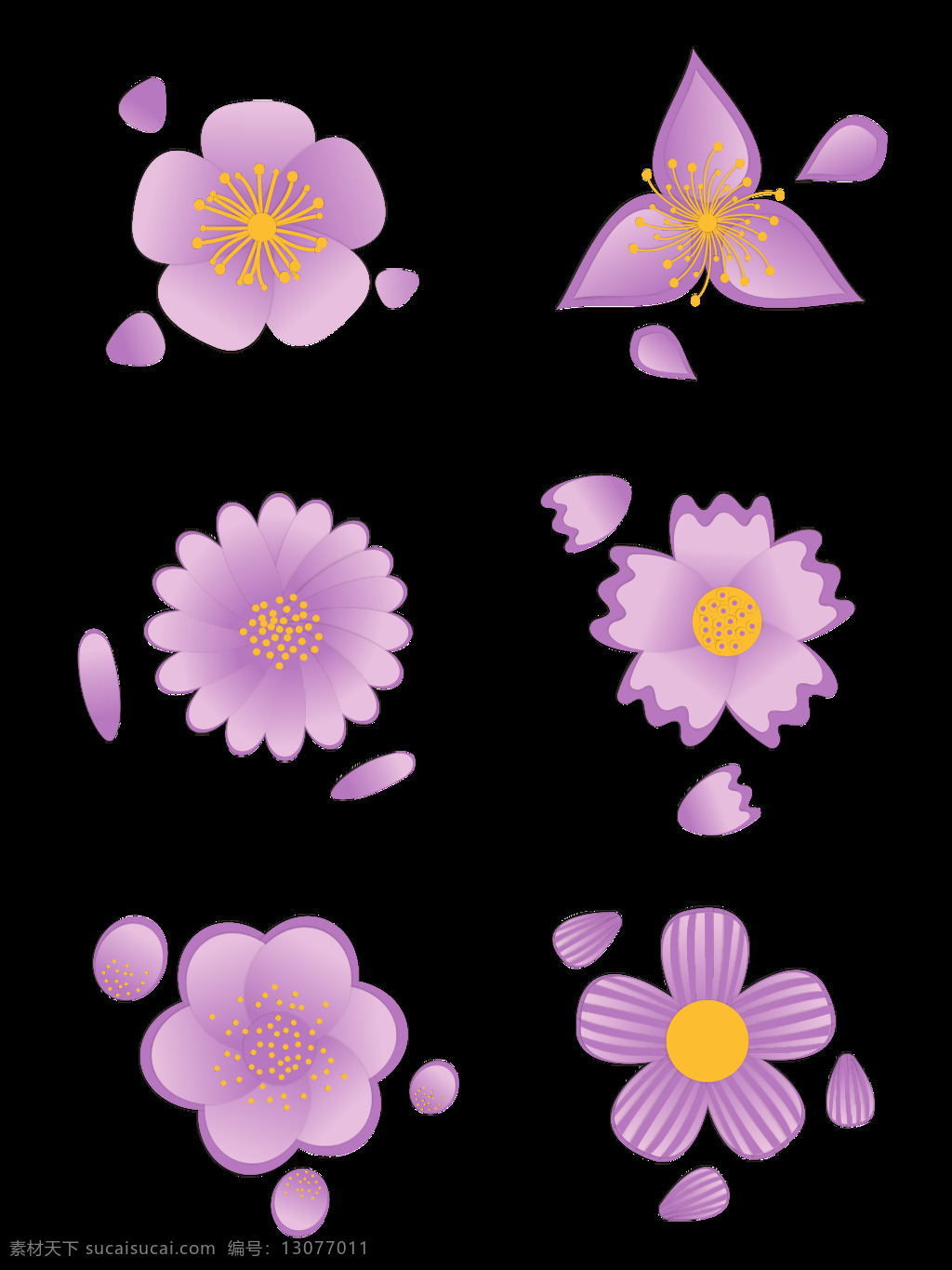 花卉 元素 卡通 小 清新 唯美 浪漫 紫 花瓣 套 图 小清新 紫色 元素设计