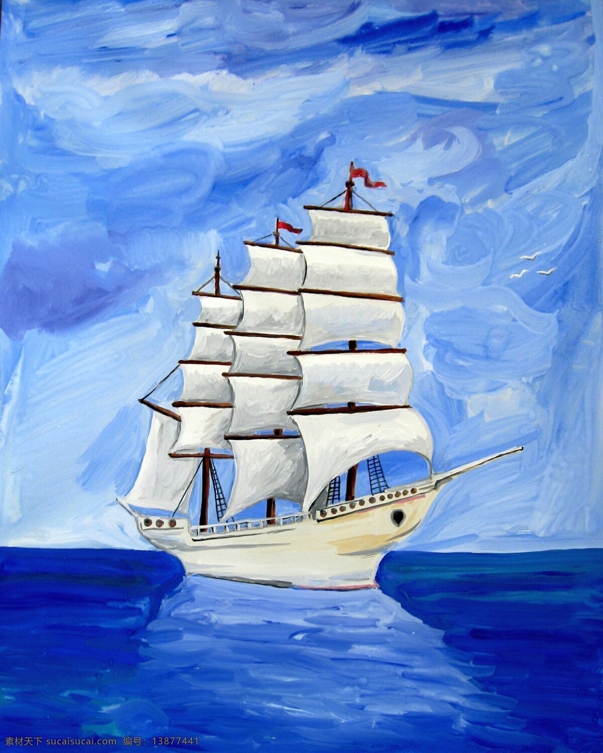 帆船 船帆 海上 船只 航行 海洋 海水 蓝天 海上帆船 白色帆船 帆船画 绘画 文化艺术 绘画书法