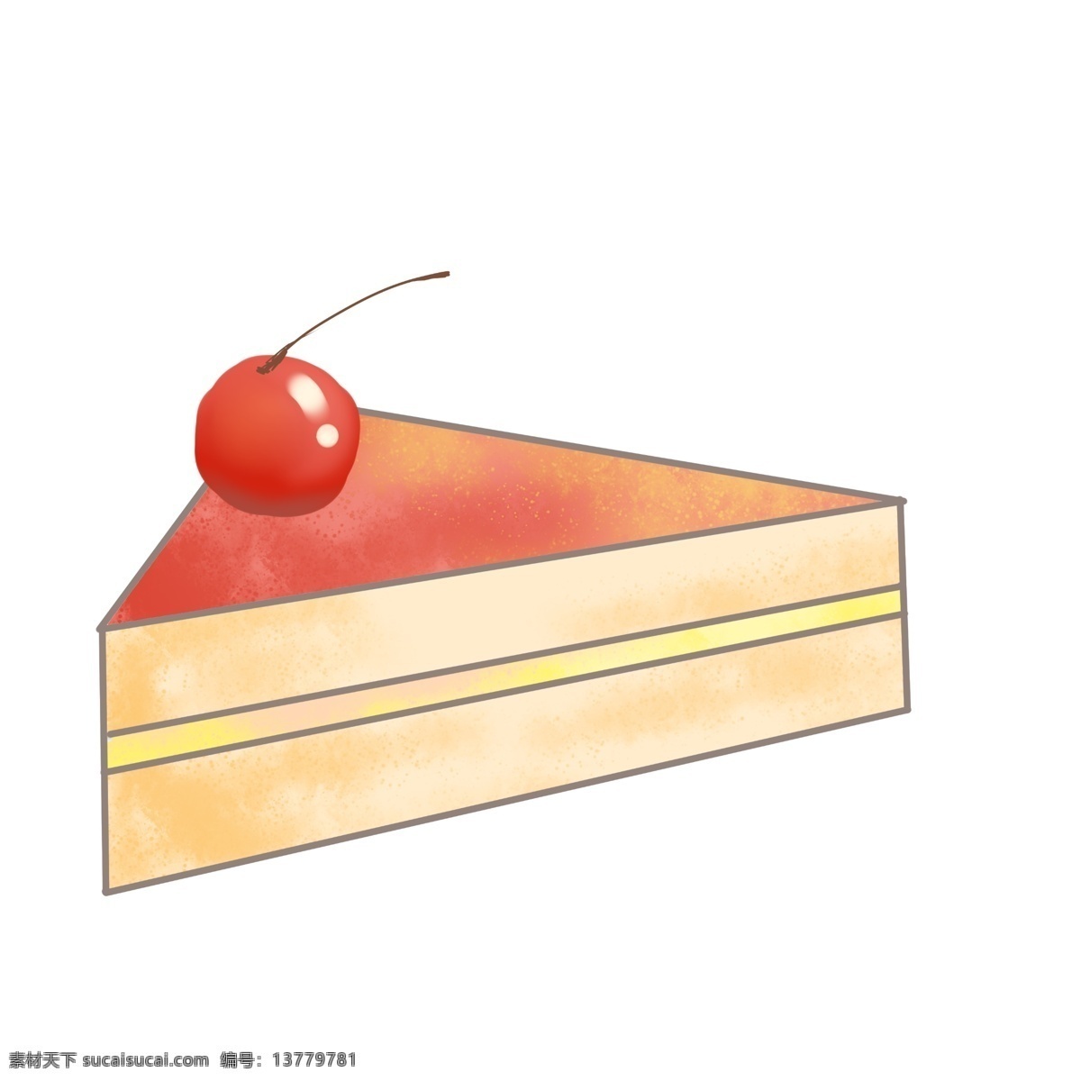 草莓 樱桃 蛋糕 插画 粉色草莓蛋糕 红色的樱桃 创意美食插画 水果奶油蛋糕 美味的糕点 夹心的蛋糕