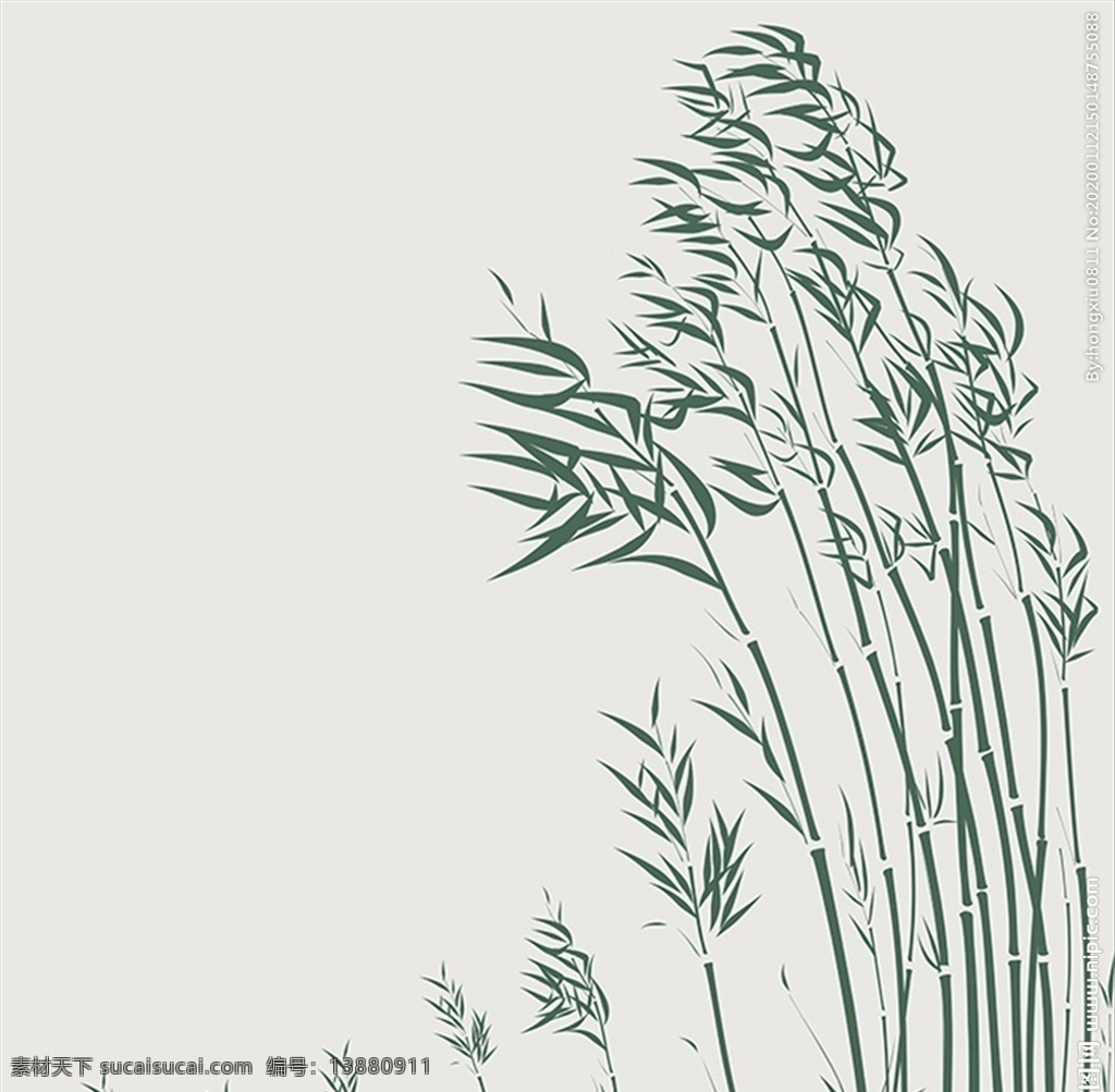 手绘竹叶壁纸 壁画 手绘竹叶 壁纸 电视背景 沙发背景 分层