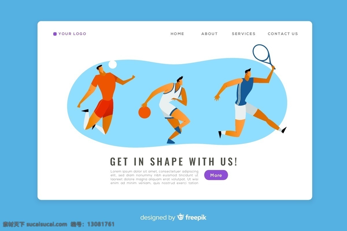 创意运动 人物体育 网站登陆页 排球 篮球 网球 男子 网页 创意 运动 网站 体育 登陆页 矢量图 ai格式