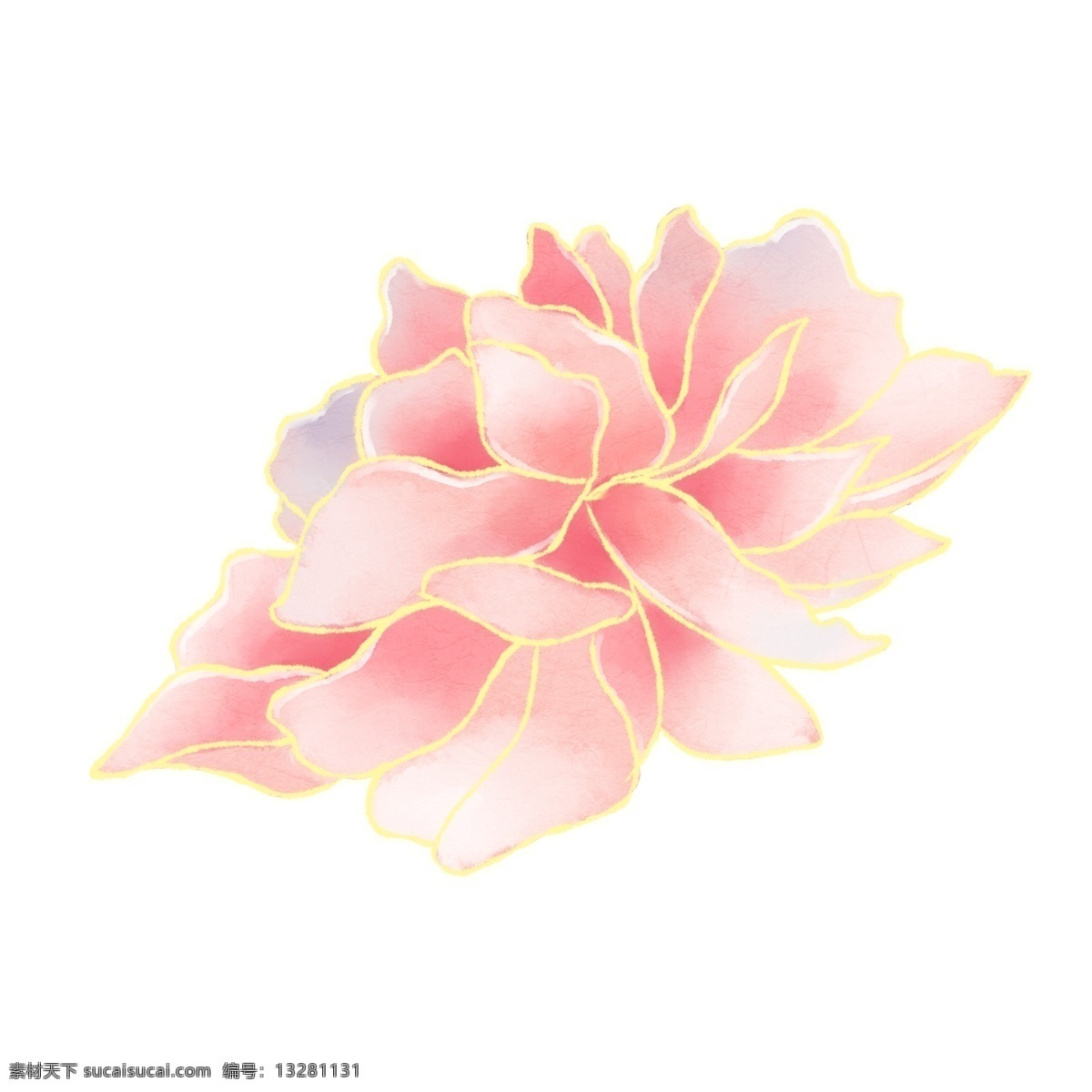 流光溢彩 水彩 牡丹花 商用 元素 插画 卡通 植物花卉 手绘