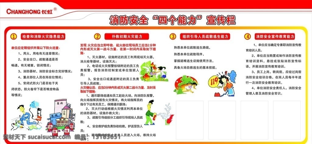 消防 安全 宣传栏 四个能力 消防措施 消防安全 展板模板 矢量