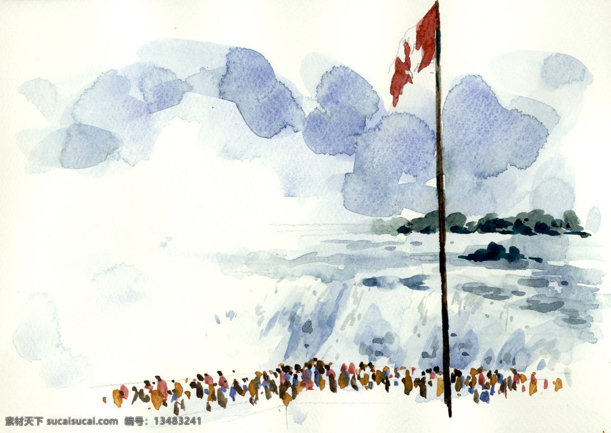 300 国旗 加拿大 景点 美术绘画 瀑布 设计图库 水彩画 文化艺术 水彩 各国 风景名胜 篇 尼加拉瓜 國 風 景 名 勝 psd源文件