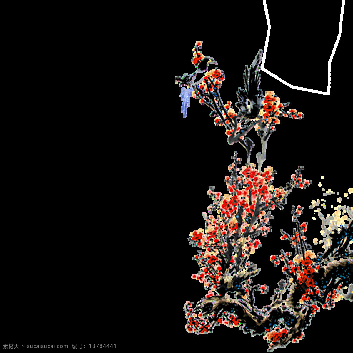 梅花 树枝 主题 装饰 免 抠 红色梅花 花 花枝 节日 庆祝 设计素材 手绘 水墨画 喜庆 元素 植物 中国元素